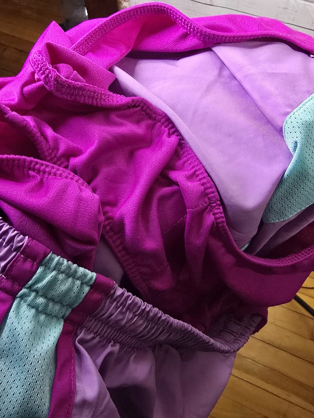 Nike Dri-FIT Tempo Running Shorts Women's Large Purple Aqua Athletic Lined - Picture 3 of 5
